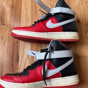 Nike High Top Air Forces Red and Black